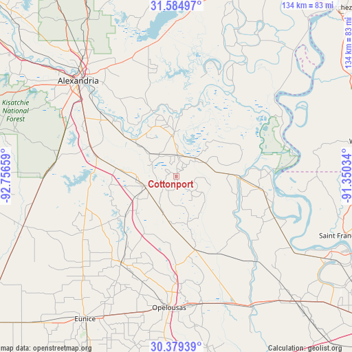 Cottonport on map