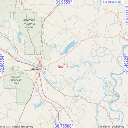 Deville on map