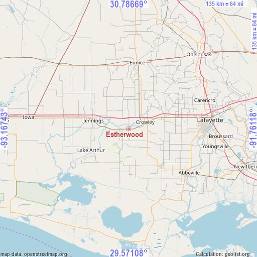Estherwood on map