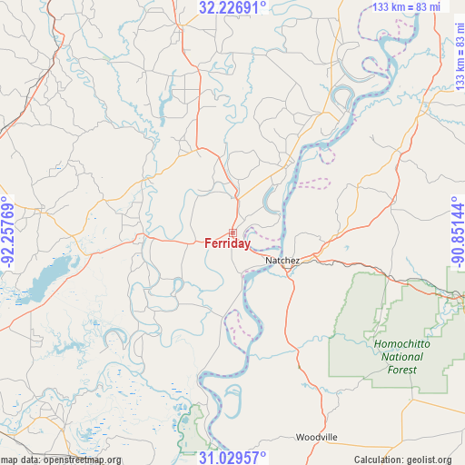 Ferriday on map