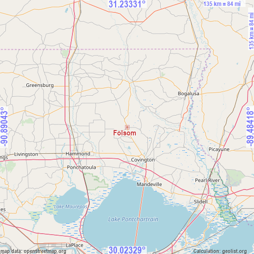 Folsom on map