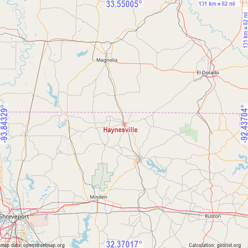 Haynesville on map