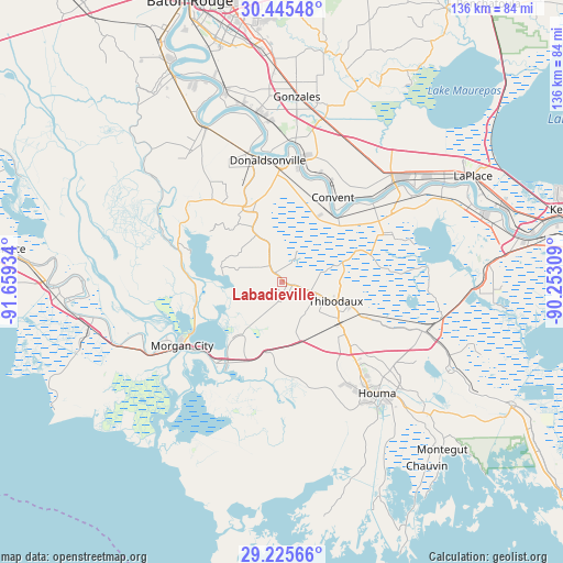 Labadieville on map