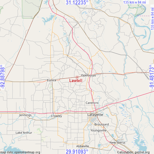 Lawtell on map