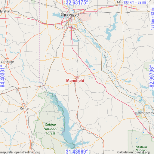 Mansfield on map