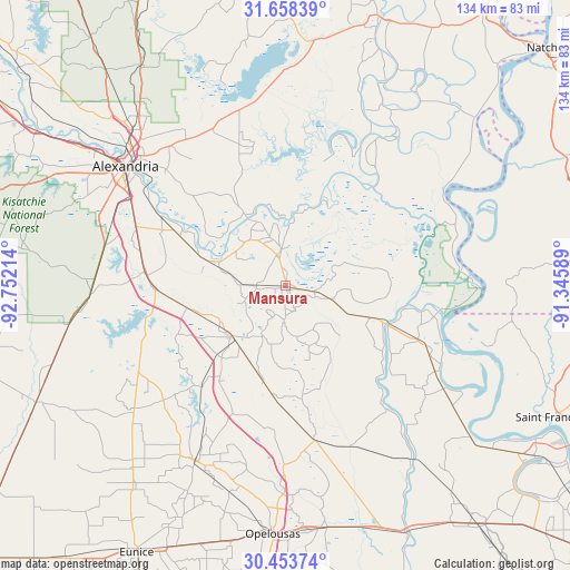 Mansura on map