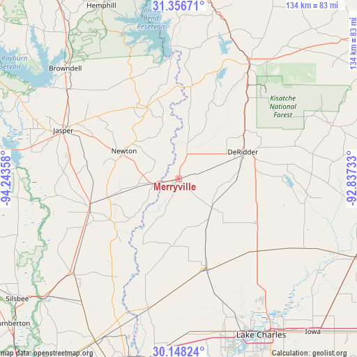 Merryville on map