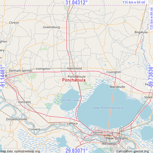 Ponchatoula on map