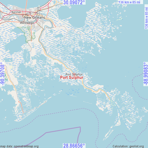 Port Sulphur on map