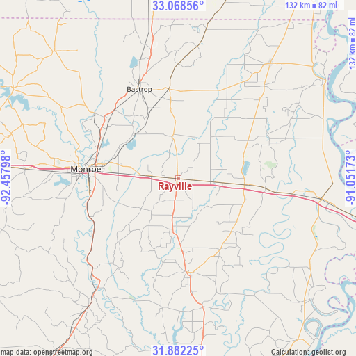 Rayville on map