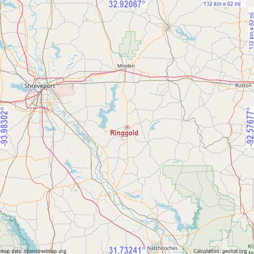 Ringgold on map