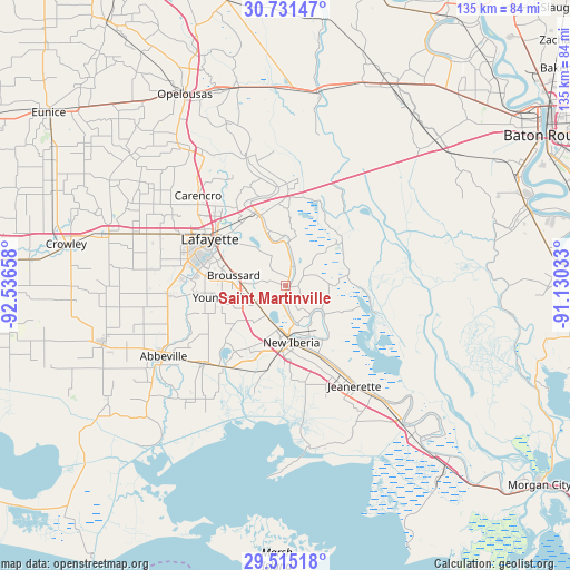 Saint Martinville on map