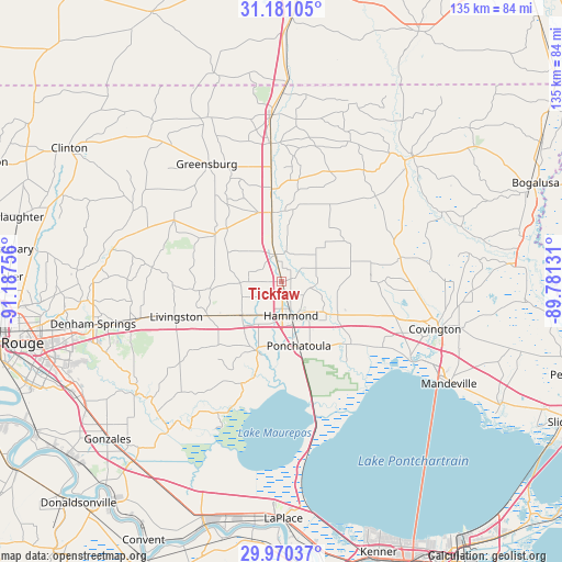 Tickfaw on map