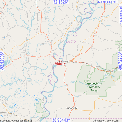 Vidalia on map