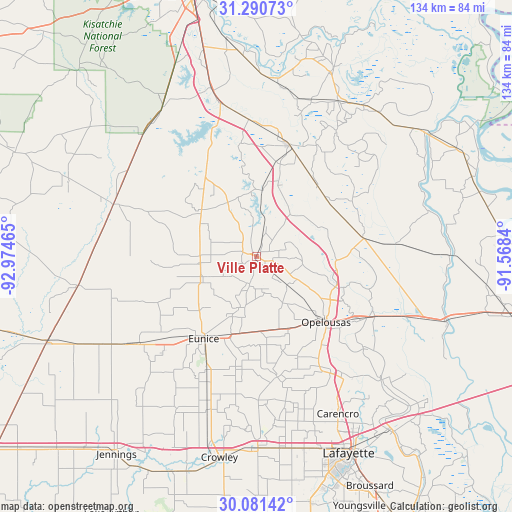 Ville Platte on map
