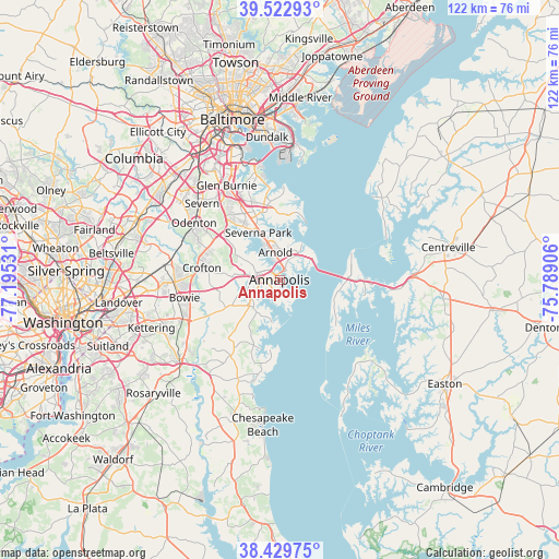Annapolis on map