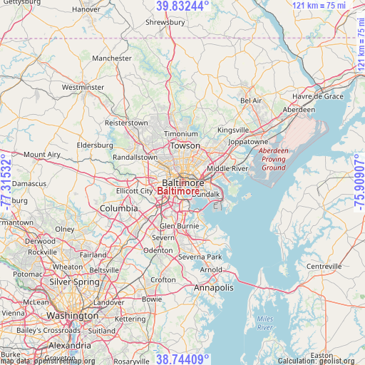 Baltimore on map