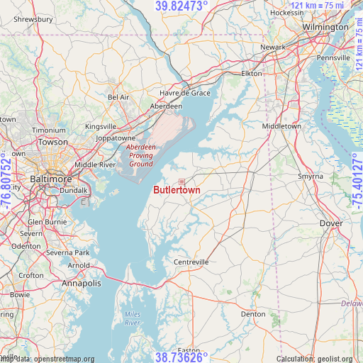 Butlertown on map