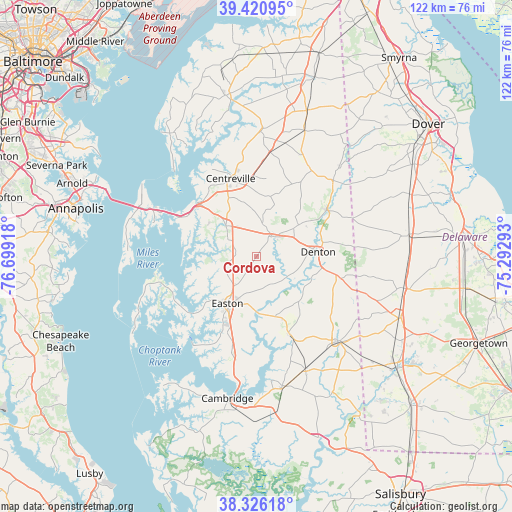 Cordova on map