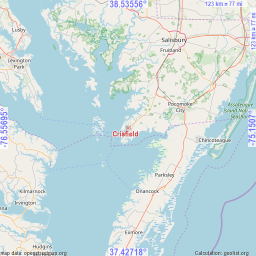 Crisfield on map