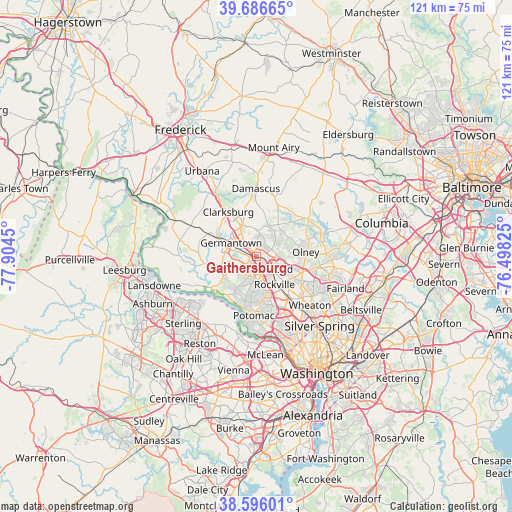 Gaithersburg on map