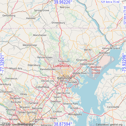 Lutherville on map
