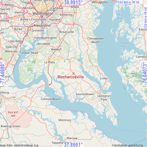 Mechanicsville on map