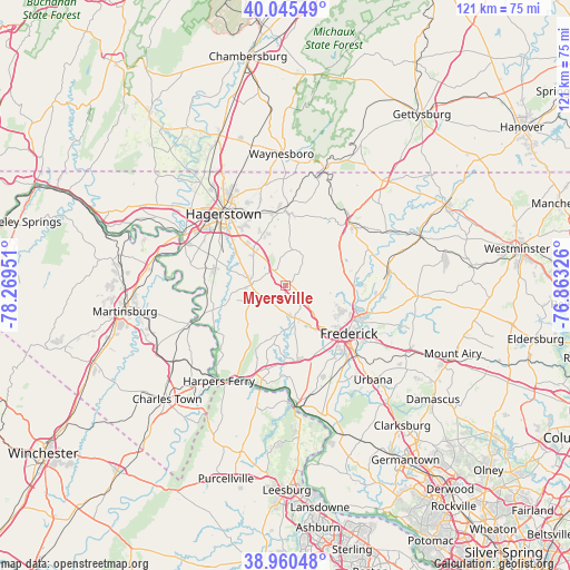 Myersville on map