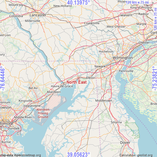 North East on map