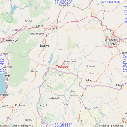 Yedigöz on map