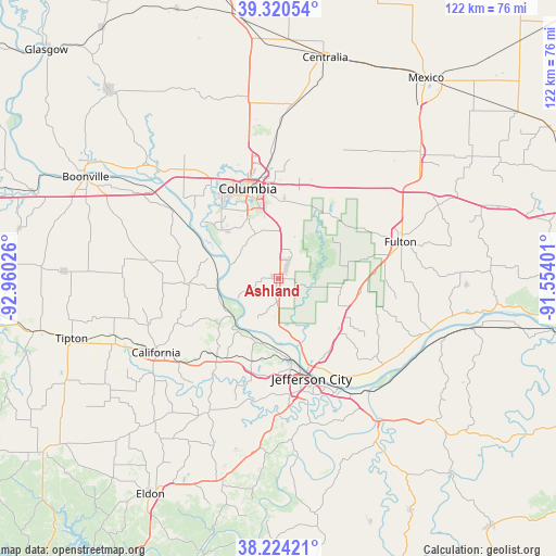 Ashland on map