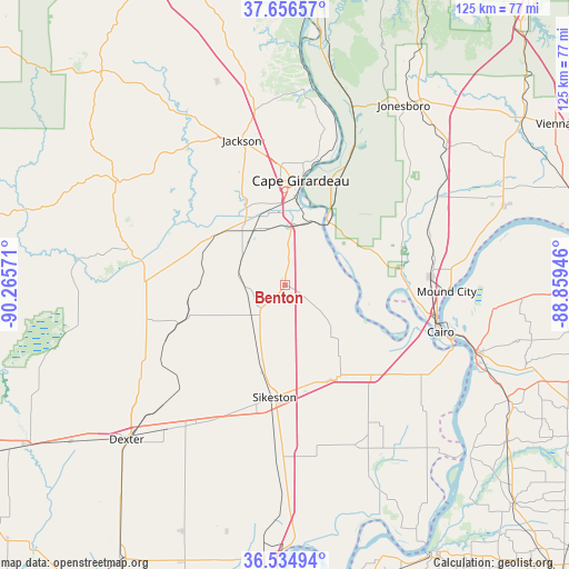 Benton on map