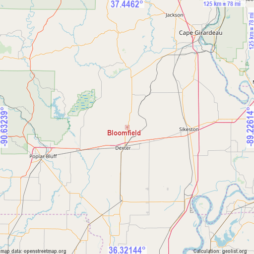 Bloomfield on map