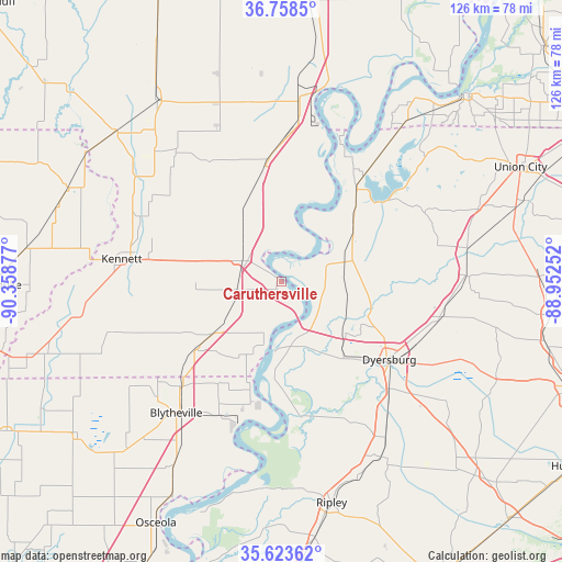 Caruthersville on map