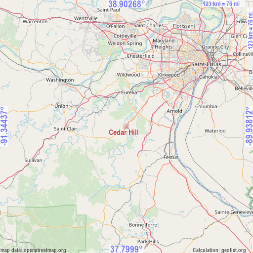 Cedar Hill on map