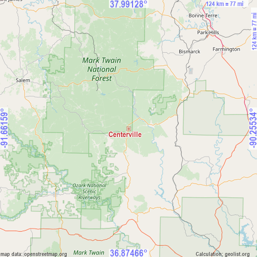 Centerville on map