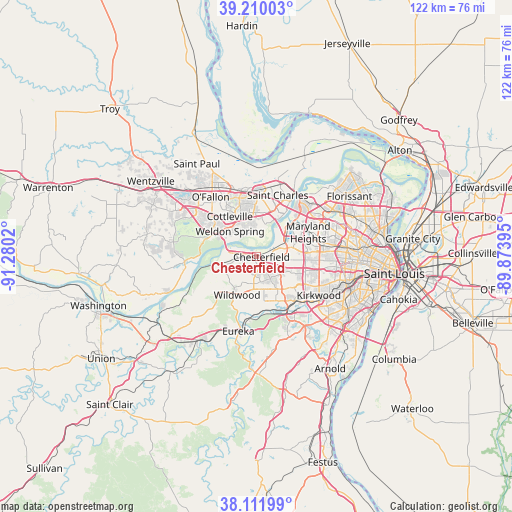 Chesterfield on map