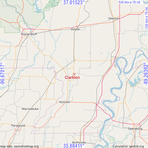 Clarkton on map