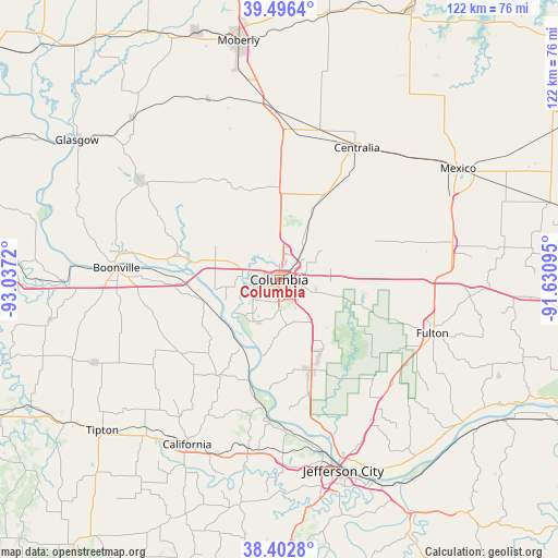 Columbia on map
