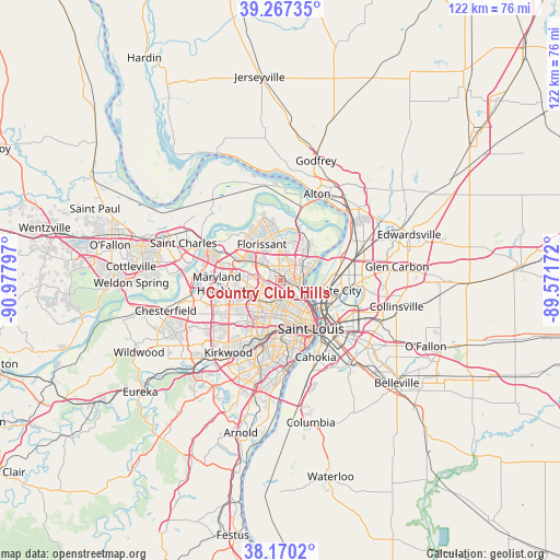 Country Club Hills on map