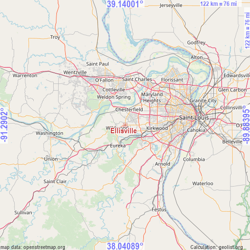 Ellisville on map