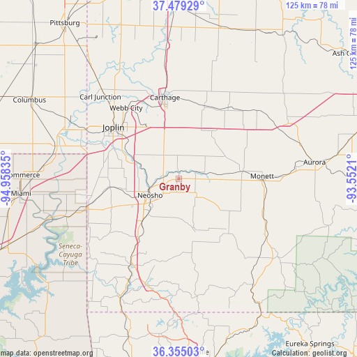 Granby on map