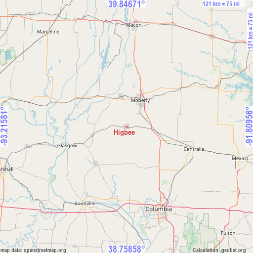 Higbee on map