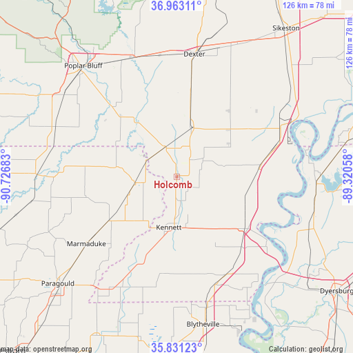 Holcomb on map