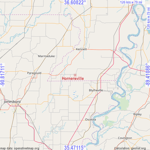 Hornersville on map