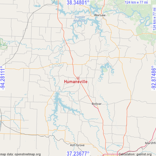 Humansville on map