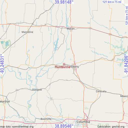 Huntsville on map