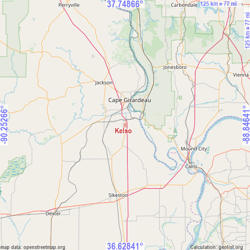 Kelso on map