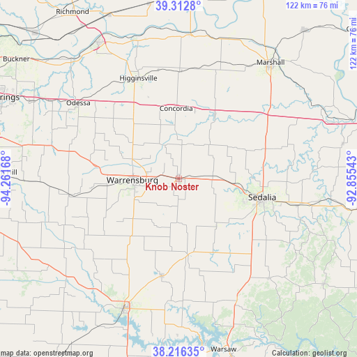 Knob Noster on map