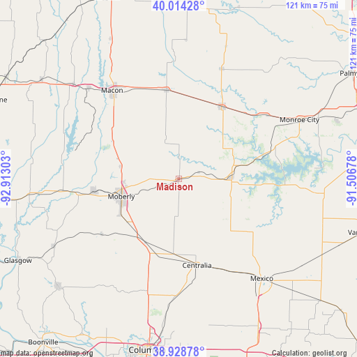 Madison on map